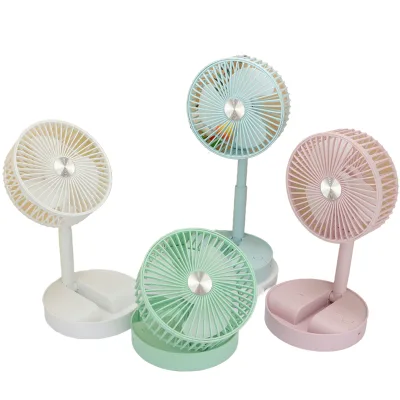 Portable Foldable Rechargeable Air Cooling Fan 3-Speed Plastic Battery Fan Car Hotel Camping Outdoor Adjustable Height Easy