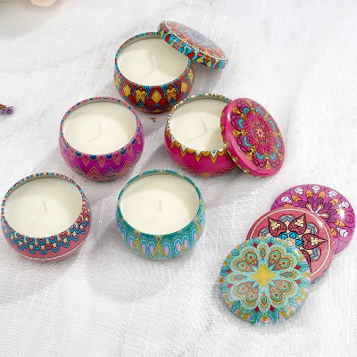 Hot Sale Custom Aromatic Metal Jar Tin Scented Candle Home Decor Gift Colorful Tin Box Handmade Scented Candles