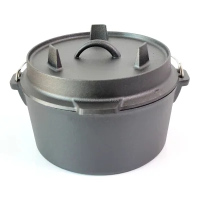 Cast Iron Camping Dutch Oven with Lid Lifter and Storage Bag