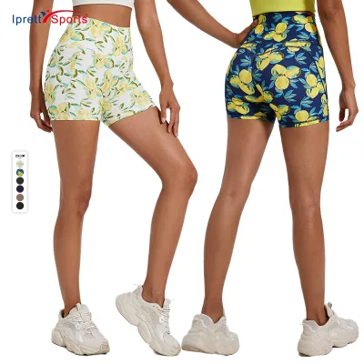 Women's Printed Shorts Pants With Back Pockets Tummy Control Sports Shorts Pants Butt Lifting Colorful Yoga Biker Shorts