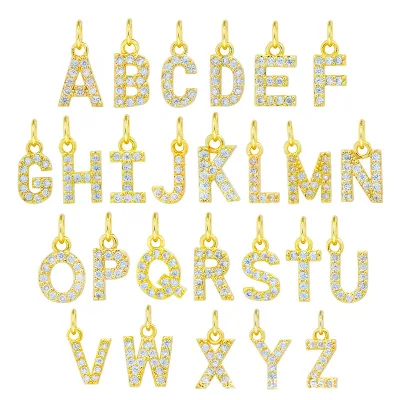 Trendy zircon necklace accessories bracelet accessories Wholesale jewelry accessories diamond-encrusted 26 small letter pendants