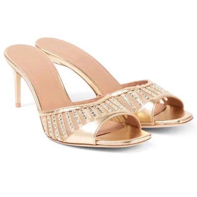Sandals Women 2025 Free Shipping High Heels Slide slippers Crystal Designer Heels