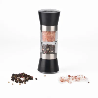 Adjustable Ceramic Burr Pepper Mill and Salt Mill 2 in 1 Spice Mill Acrylic Hopper Two in One Manual Spice Grinder