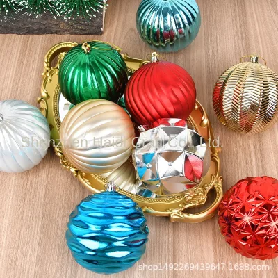 10CM Plastic Hanging Ball Color-Modelled Home Christmas Ornament Luxury Electroplating Wreath Rattan Layout for Festive 100pcs