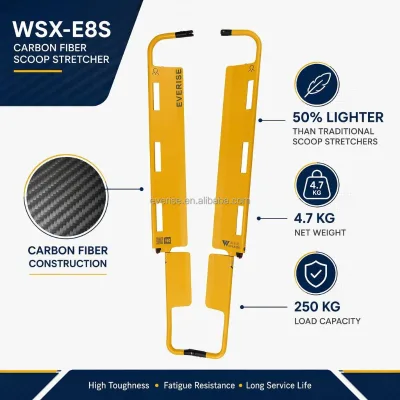 EVERISE E8S Professional Carbon Fiber Stretcher | 50% Lighter Manual EN1789 Medical Stretcher | Anti-Static CE Certified