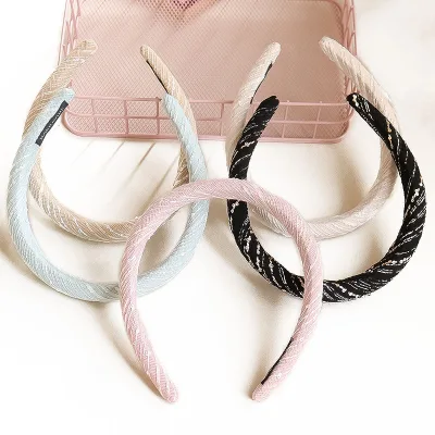 Fancy Day Fabric Sponge Wide Ligas Para El Cabello Edge Hair Ties Luxurious Elegant Lines Sweet Hair Bands for Girls