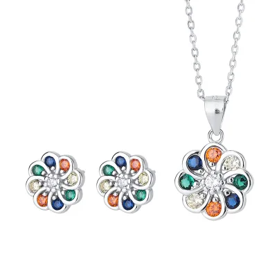 Good Process Necklace Mode Earrings Anniversary Diamond Silver Romantic Gift Ladies Jewelry Set