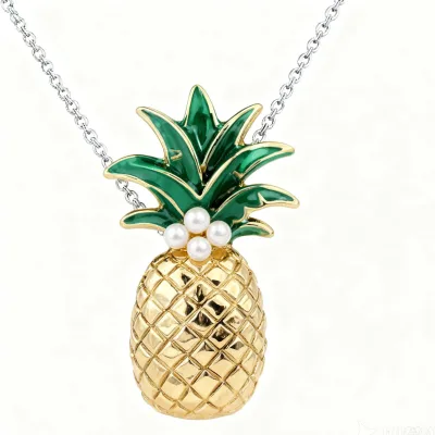 925 Sterling Silver Jewelry Emerald Zircon Stone Pendant Pineapple Design Rhodium Plated Trendy Style for Party Anniversary Gift