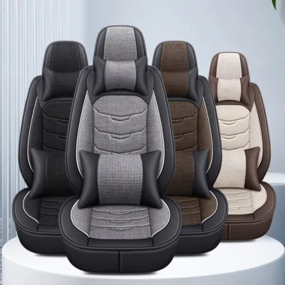 Car Interior Accessories Waterproof Durable Linen Breathable Coffee Summer Universal Car Seat Covers Full Set