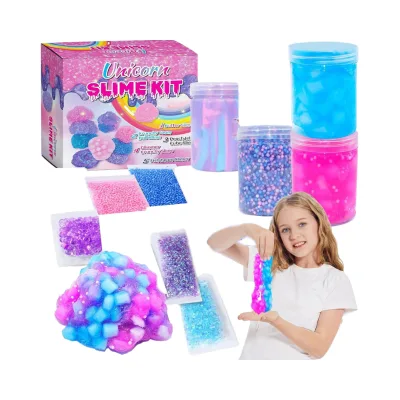 Unicorn Slime Kit for Girls 4-12 12 Color Butter Slime Candy Confetti Glimmer Foam Jelly Cubes Perfect Party Favors for Kids