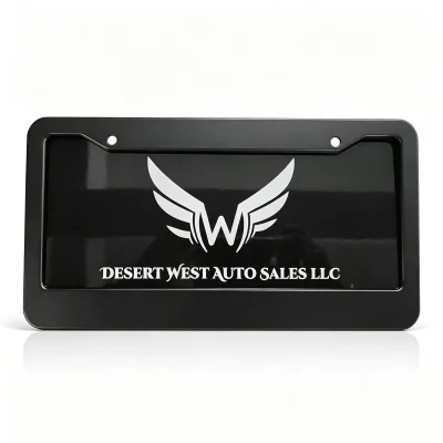 Custom Glossy Black Metal Stainless Steel License Plate Auto Car Dealership License Plate