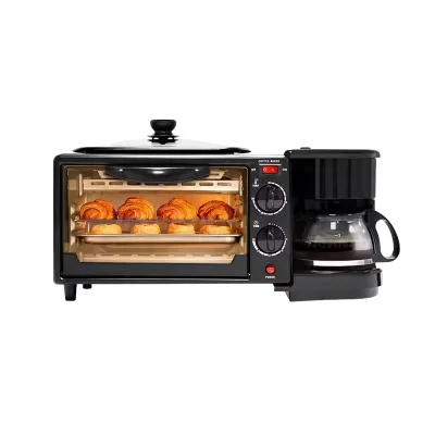 3-in-1 Electric Glass Household Appliances Drip Coffee Maker French Operated Oven Barbecue Baking Toaster Oven