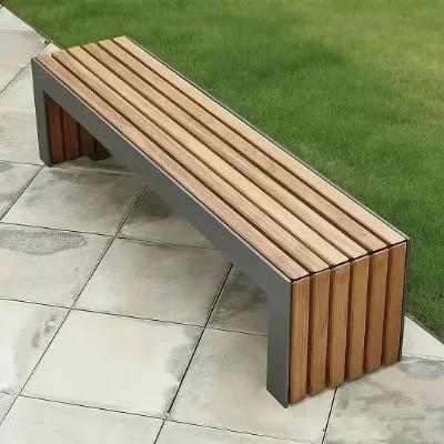 Co-extruded WPC Outdoor Park Bench Seat Panel 57H32-B Eco-Friendly Waterproof Long Bench Slat