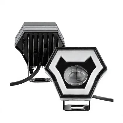 Hexagonal Single-Lens LED Motorcycle Spotlight with Aperture Waterproof Work Light for Electric Bikes