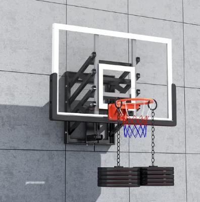 Indoor Wall Mount Basketball Hoop Height Liftable Explosion Proof Tempered Glass Backboard Complete Set
