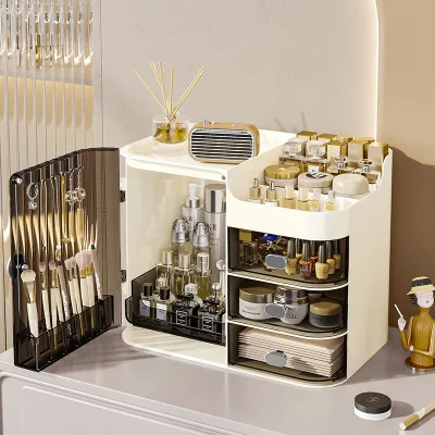 Fashion Portable Eco-Friendly Modern Makeup Brush Storage Box with Drawers Dust-Proof 4-Layer for Home Use