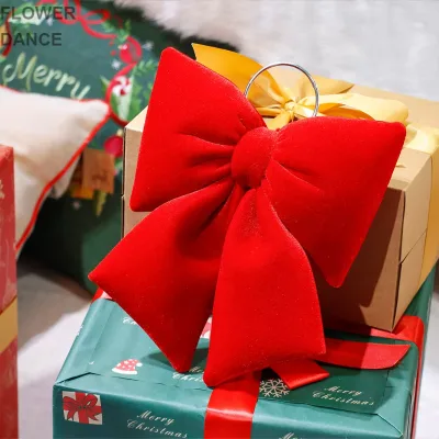 Factory Wholesale Christmas RED Bow Velvet Three-dimensional Bow Home Party Holiday Ornament Xmas Tree Decoration