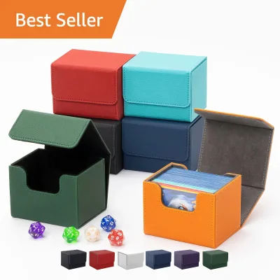 Custom PU Leather Strong Magnet Card Storage Fits 100+ Single Sleeved Cards Yugioh Trading Tcg Card Deck Box