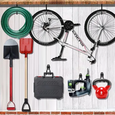 2-Pack Heavy Duty Metal Weed Eater Hanger Garden Hose Holder Screw Hook Utility Rack Tool Organization Hanging Garage Clothing