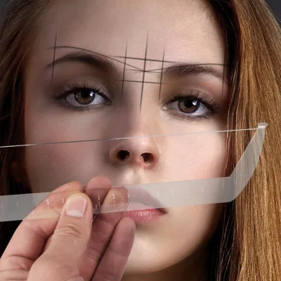 Wholesale Makeup Accessories Eyebrow Tattoo Transparent Acrylic Ruler Set Balance and Symmetry and Eyebrow Ruler With Ink Line