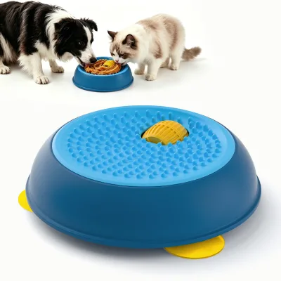 NIBAO Dog Rolling Lick Bowl Slow Feeder with Anti-Slip Mat, Anti-Tip Puzzle Toy, Self Play Enrichment Toy for Dogs