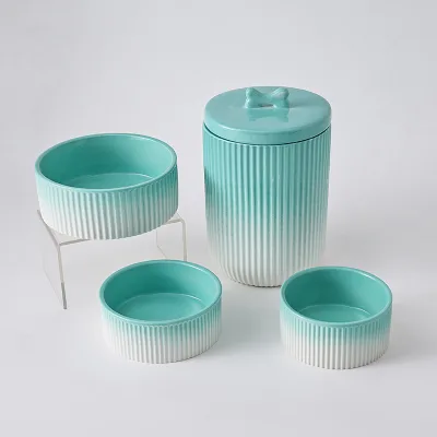 Ceramic Pet Bowl Dessert Pot Feeding Storage Dishwasher Microwave Safe Food Grade Material Modern Design for Dogs Cats