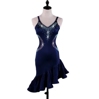 2026 Strap Latin Dance Dress Style Adult Professional Rhinestone-Embellished Performance Competition Costume Rumba