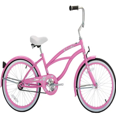 Single Speed with White Comfort Saddle 20 Inch Pink Girls Beach Cruiser Bike