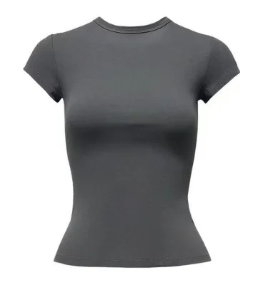 Solid-color 230G Slimming Summer Crew-neck T-shirt Women Trendy sassy Chic Fashionable Versatile Short Women's Clothing