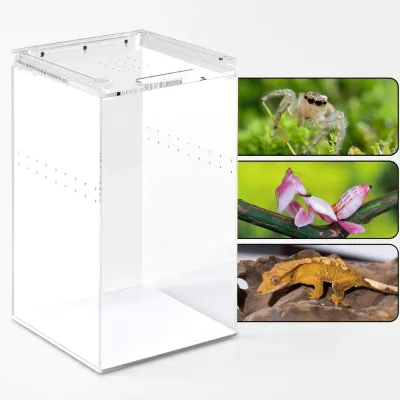 HD Acrylic Climbing Pets Feeding Boxes & Rectangle House Enclosure for Tarantulas and Reptiles,Customize Various Size and Shapes