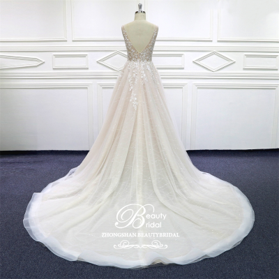 Elegant Wedding Gown Long Tail Off White Beautiful a Line Wedding Dresses Bride Gown