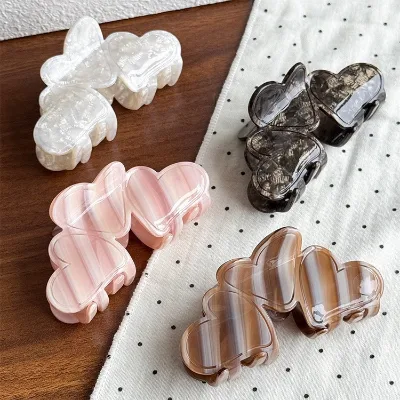 Marble-Patterned Heart-Shaped Acetate Hair Claw Clips - Minimalist Premium Acetate Hair Claw Fashion Hair Accessories for Women