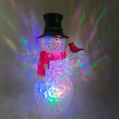 Color Changing Light-up Snowman Christmas Ornament Light Battery Operated Acrylic Crystal Light LED Snowmen Lamp