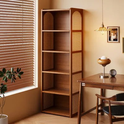 Floor-standing Sheet Material Bookshelf Adjustable Partitions Wall-Hugging Design for Living Room Bedroom Office-Simple Bookcase
