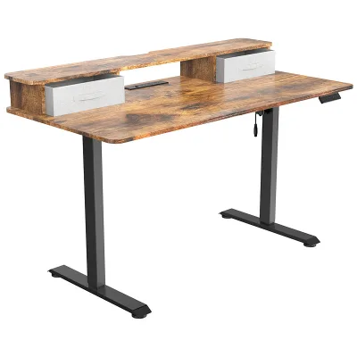 Single Motor Height-adjustable Table Smart Electric Office Computer Desk with Drawers and USB Wood Custom Color Professional