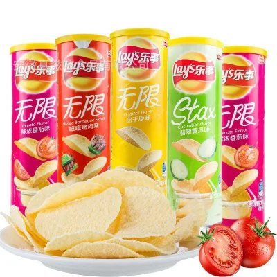 Barreled Potato Chips 104g*24 Barrels Multi-flavor Combination Children's Snack Spree Casual Puffed Food