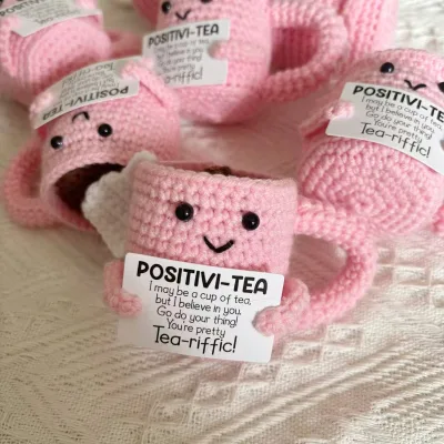 Customizable Wholesale Christmas Crochet Teacup Ornaments Suitable for Desk Decoration