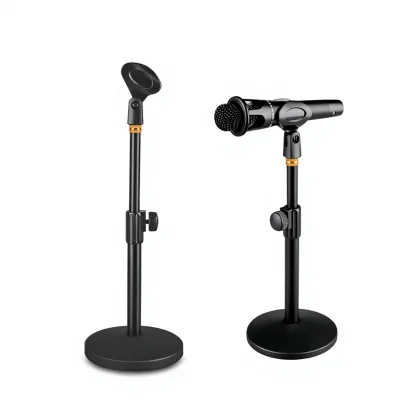 LKT-190B Desktop Metal Disc Lifting Stand Wireless Live Broadcast Anchor Conference Table Microphone Stand