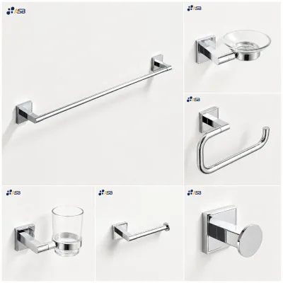 ASB Modern Hotel Bathroom Wall-Mounted Robe Hook Towel Bar Soap Dish Tumbler Toilet Paper Holder Anti-Corrosion Polished Nickel