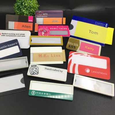 Custom Name Plate Plastic Name Tags Acrylic Nameplate with Safety Pin