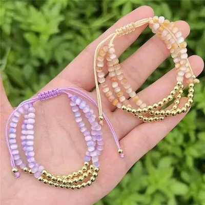 CH-CKT0636 Fashion stone beads bracelet,Plating copper beads bracelet jewelry,Adjustable rope bracelet wholesale