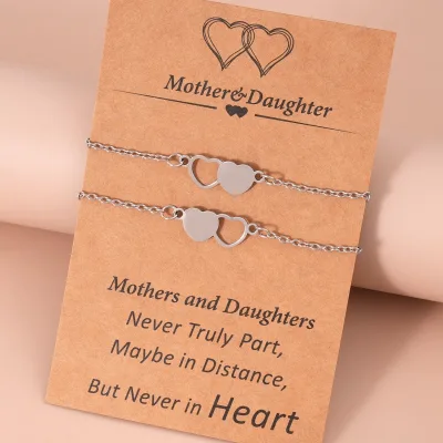 New Versatile Mother's Day Bracelet Versatile Stainless Steel Hollow Heart Mother Daughter Parent Child Bracelet Hot Selling