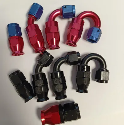 Reusable PTFE Hose Fittings AN10/AN12/AN16 Black Anodized Aluminum for Engine Oil Cooler and E85 Fuel Systems