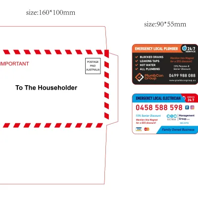 2026 New Promotional Australia Local Plumbing and Electrician Fridge Magnets Into Envelope