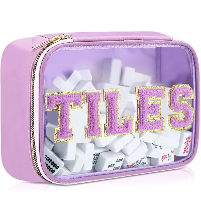 Wholesale PVC Fashion Zipper Fruit Pattern Mahjong Tile Bags Makeup Bag Storage Bags