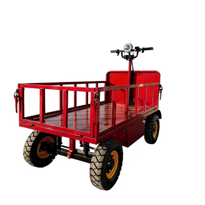 Electric Four-Wheel Platform Trolley Stainless Steel Powder Coated 1000W Foldable Hand Truck Warehouse Transport Cargo Cart