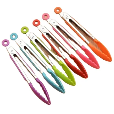 Stainless Steel Nylon Tongs BBQ Salad Tools Grill Accessories Kitchen Cooking Tools