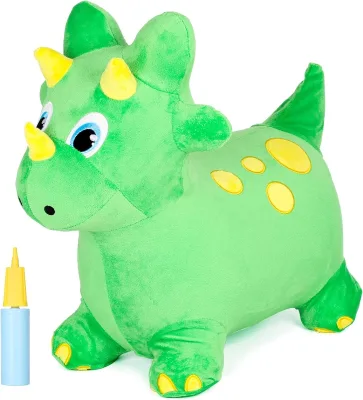 Kids Bouncy Dinosaur Hopping Toys for 2 Year Old Boy Gifts, Toddler Plush Triceratops