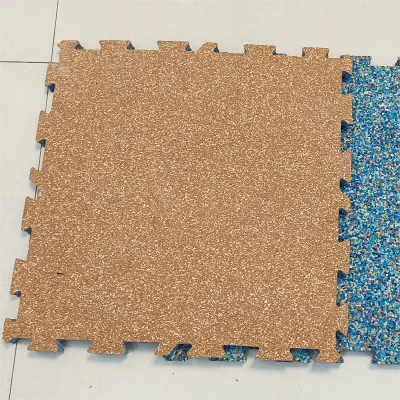 10mm 20mm Gym Interlocking Tile Wood and Stone Color Gym Rubber Floor Mat Shock-Absorbing Household Rubber Mat Manufacturer
