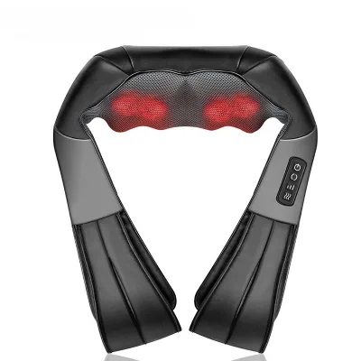 Fine PU Leather Long Handle Shiatsu Back Massager Best Neck and Shoulder Massager Waist Body Massage Heating Belt